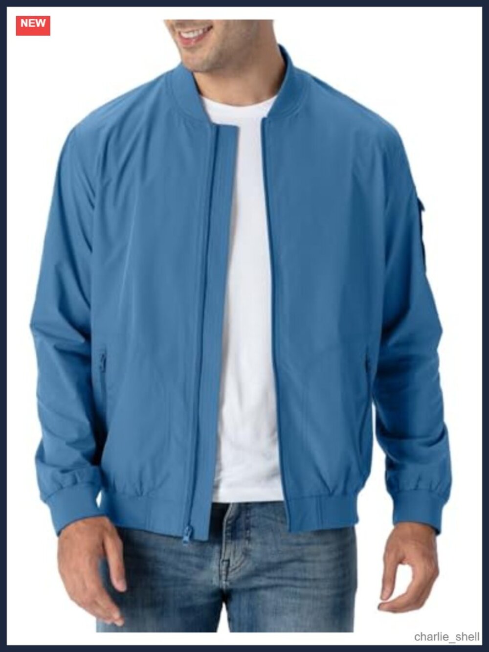Men's Lightweight Bomber Jacket Casual Windbreaker Full-Zip